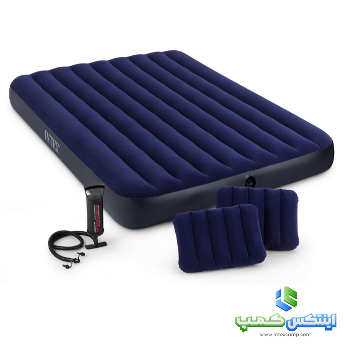 تشک بادی دونفره سفری اینتکس با پمپ و بالش عرض 152 کد 64765
