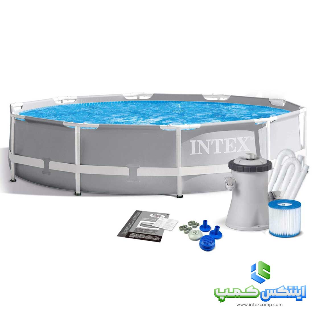 استخر پیش ساخته فریمی دایره قطر 305 ارتفاع 76 با پمپ تصفیه اینتکس کد 26702